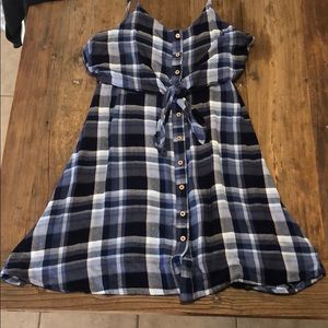 Plaid tie-front mini dress